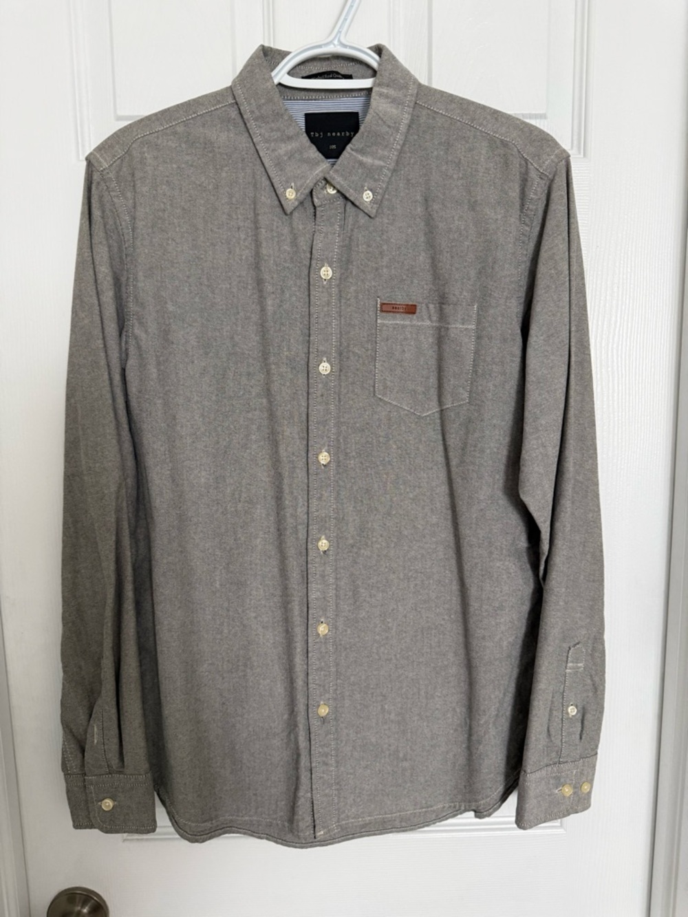 Ted Baker Men's Long-Sleeve Button-Down Linen Shirt Gray Size 105